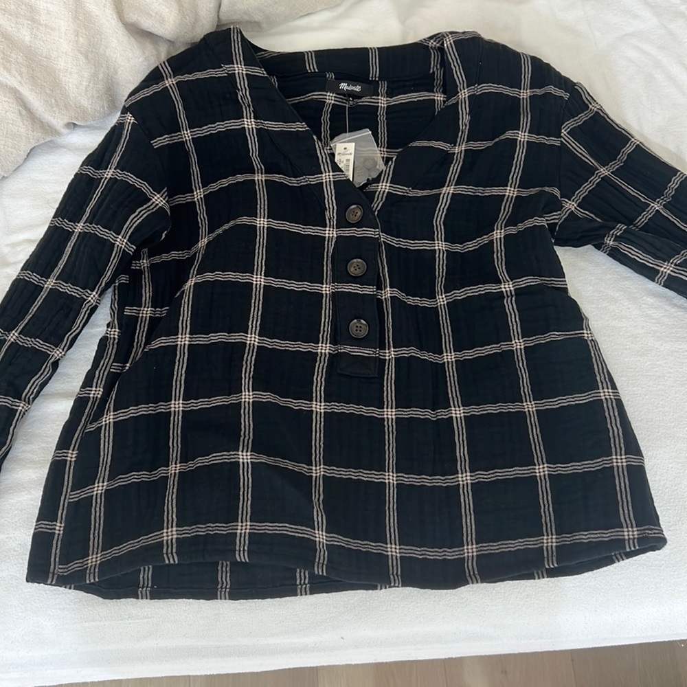 lightspun evert top in windowpane XS NWT